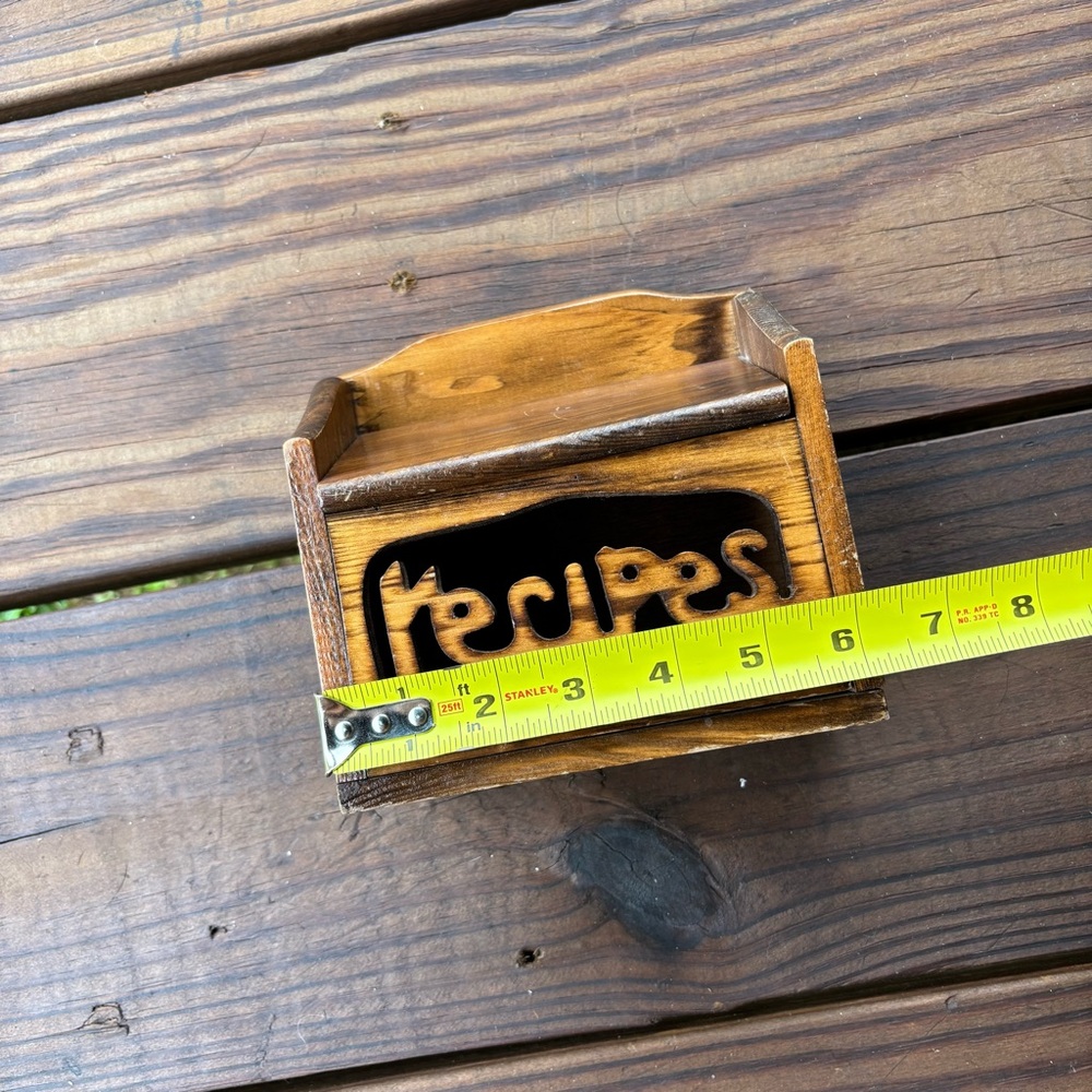 Vintage Wood Recipe Box - Picture 9 of 10